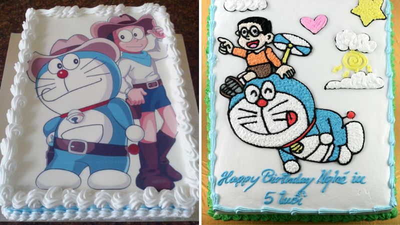 Bánh sinh nhật hình Doremon cùng Nobita