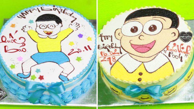 Bánh sinh nhật hình Doremon cùng Nobita
