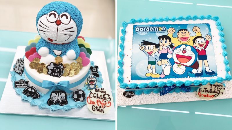 Mẫu bánh sinh nhật hình Doremon và bạn bè